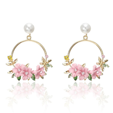 Round Circle Flower Earrings