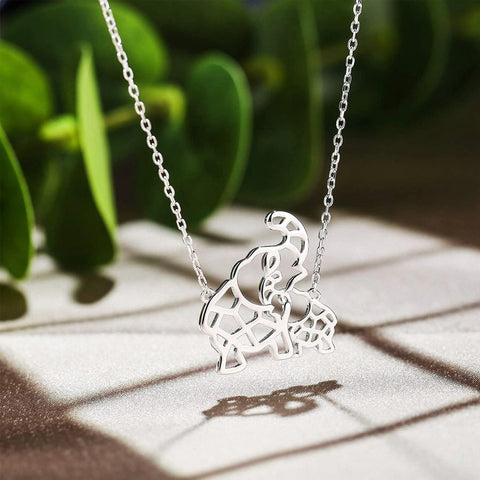 Silver Mom Elephant Necklace