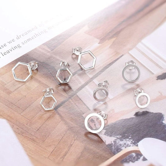 Silver Geometric Stud Sets