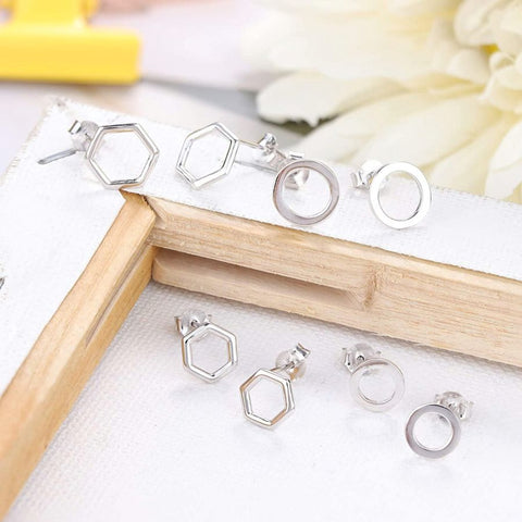 Silver Geometric Stud Sets