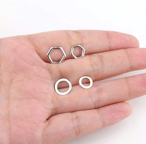 Silver Geometric Stud Sets