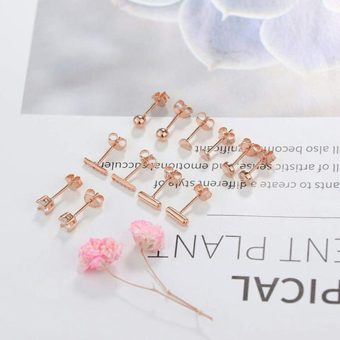 6 Pcs Silver Stud Earrings