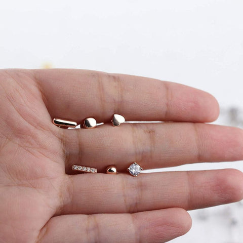 6 Pcs Silver Stud Earrings