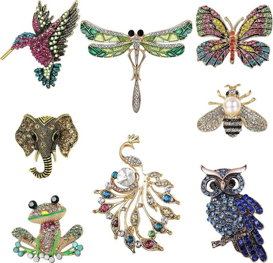 8 Pcs Animal Brooches Set