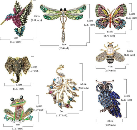 8 Pcs Animal Brooches Set