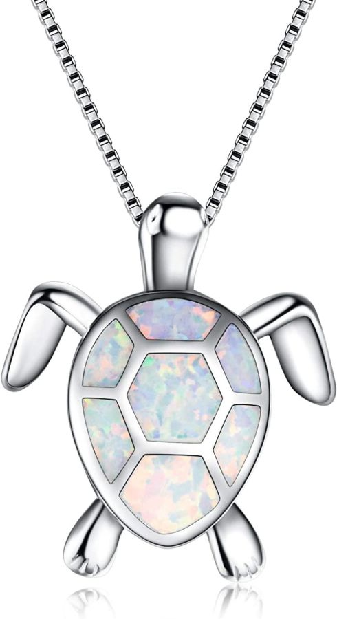 Opal Turtle Pendant Necklace