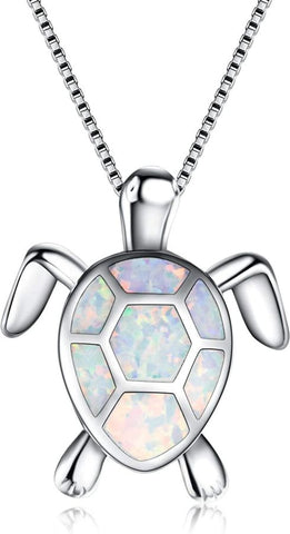 Opal Turtle Pendant Necklace