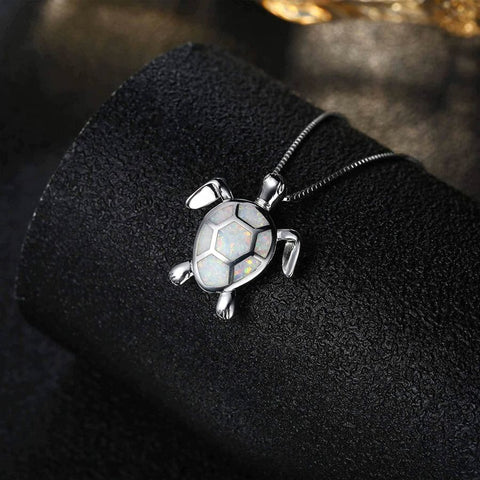 Opal Turtle Pendant Necklace