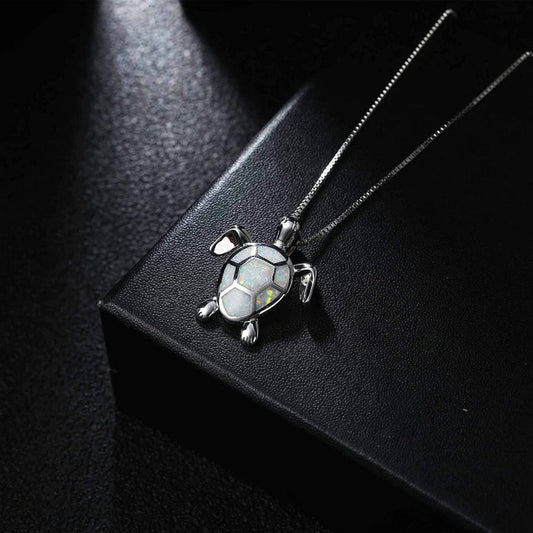 Opal Turtle Pendant Necklace