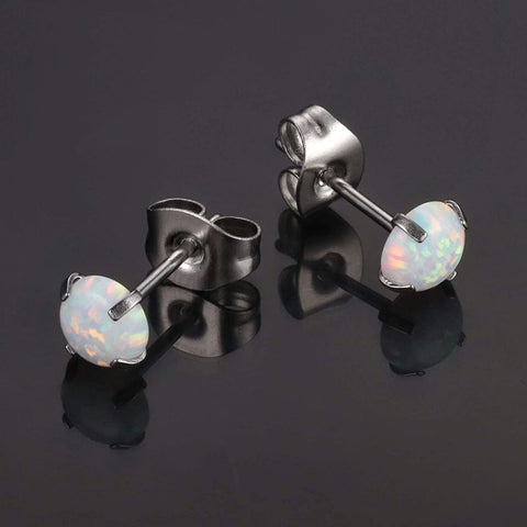 6 pcs Opal Stud Earrings Set