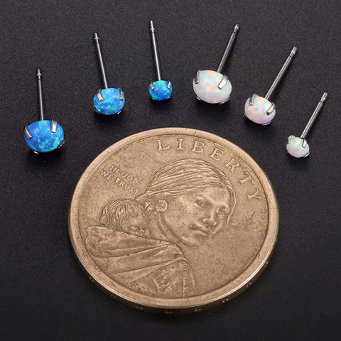 6 pcs Opal Stud Earrings Set