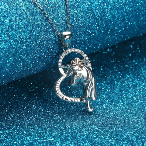 Silver Unicorn Heart Necklace