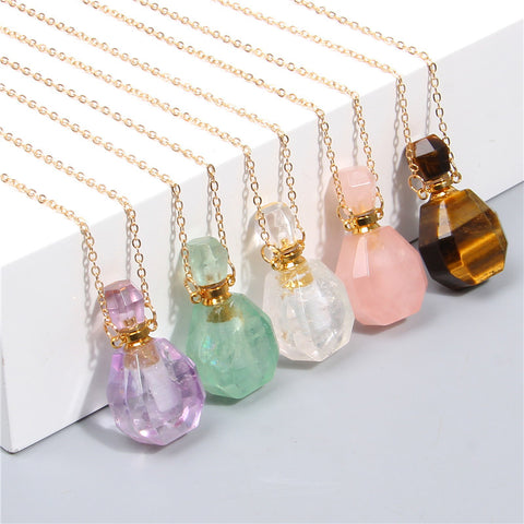 Perfume bottle crystal pendant necklace