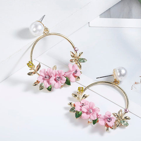 Round Circle Flower Earrings