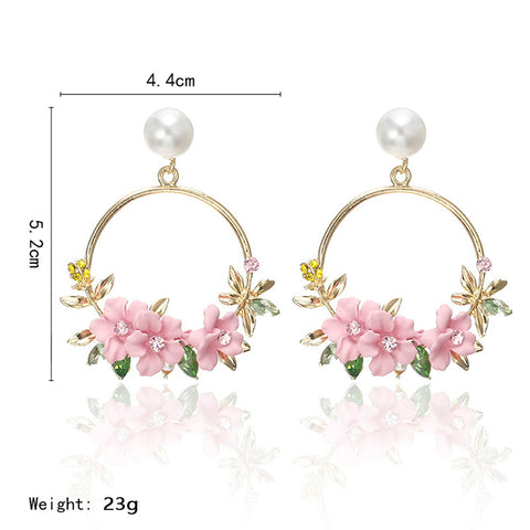 Round Circle Flower Earrings