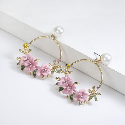 Round Circle Flower Earrings