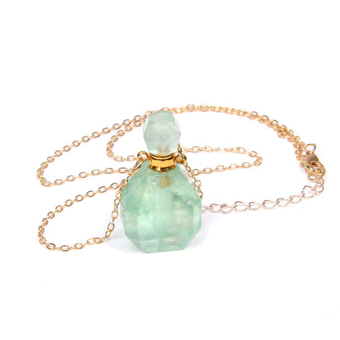 Perfume bottle crystal pendant necklace