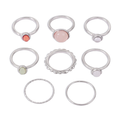 8 pcs Colorful Stone Finger Rings