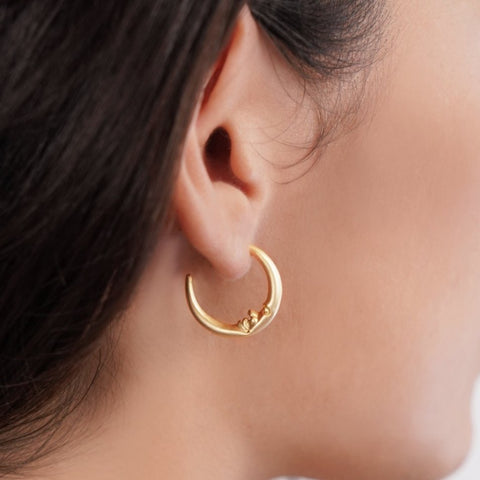 Crescent 18K Gold Moon Earrings