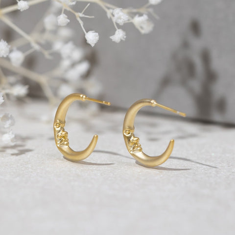 Crescent 18K Gold Moon Earrings