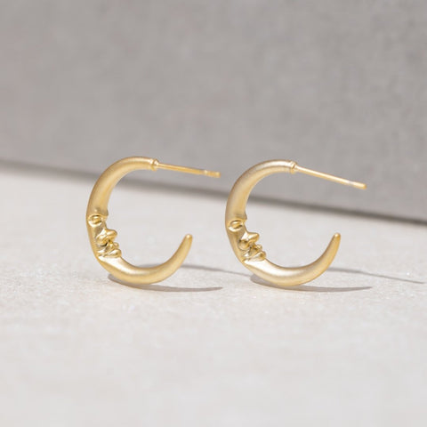 Crescent 18K Gold Moon Earrings