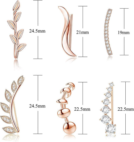 6Pcs  Climber Hoop Earring