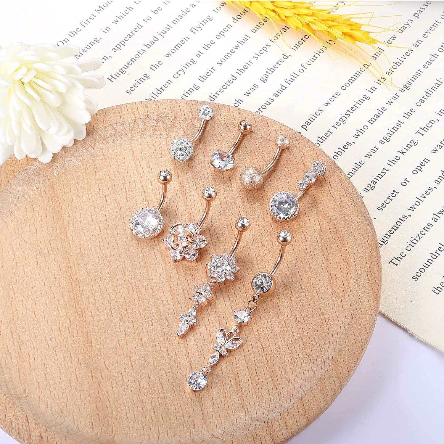 8pcs Belly Button Rings Dangle