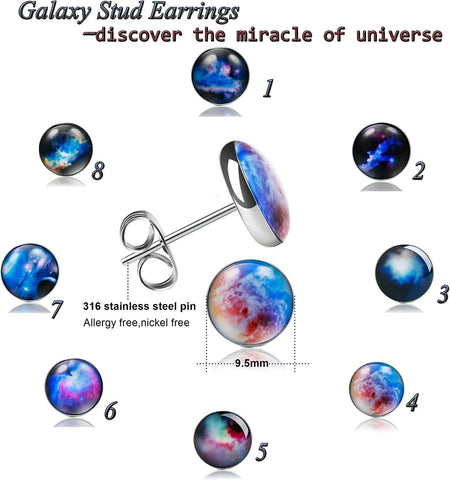 8Pcs Galaxy  Earrings