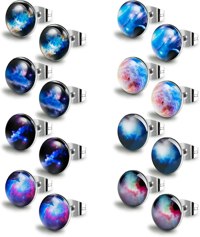 8Pcs Galaxy  Earrings