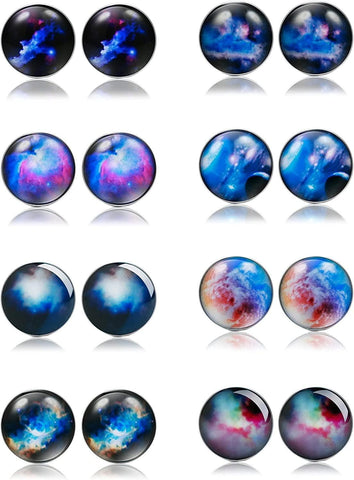 8Pcs Galaxy  Earrings