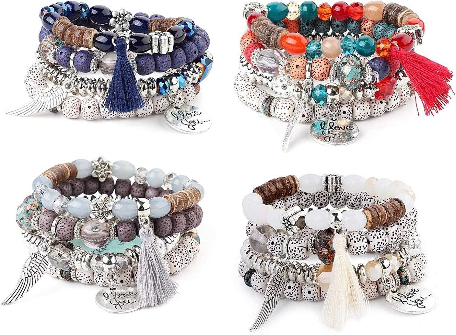 4 Sets Bohemian Beaded Bracelets