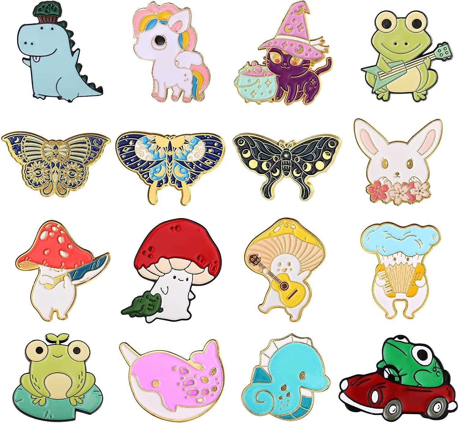 16Pcs Cute  Enamel Pins