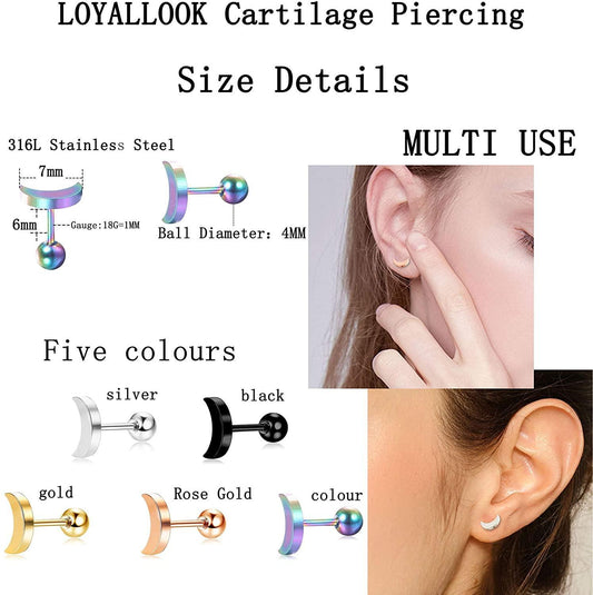 5Pcs Barbell Piercing  Earrings