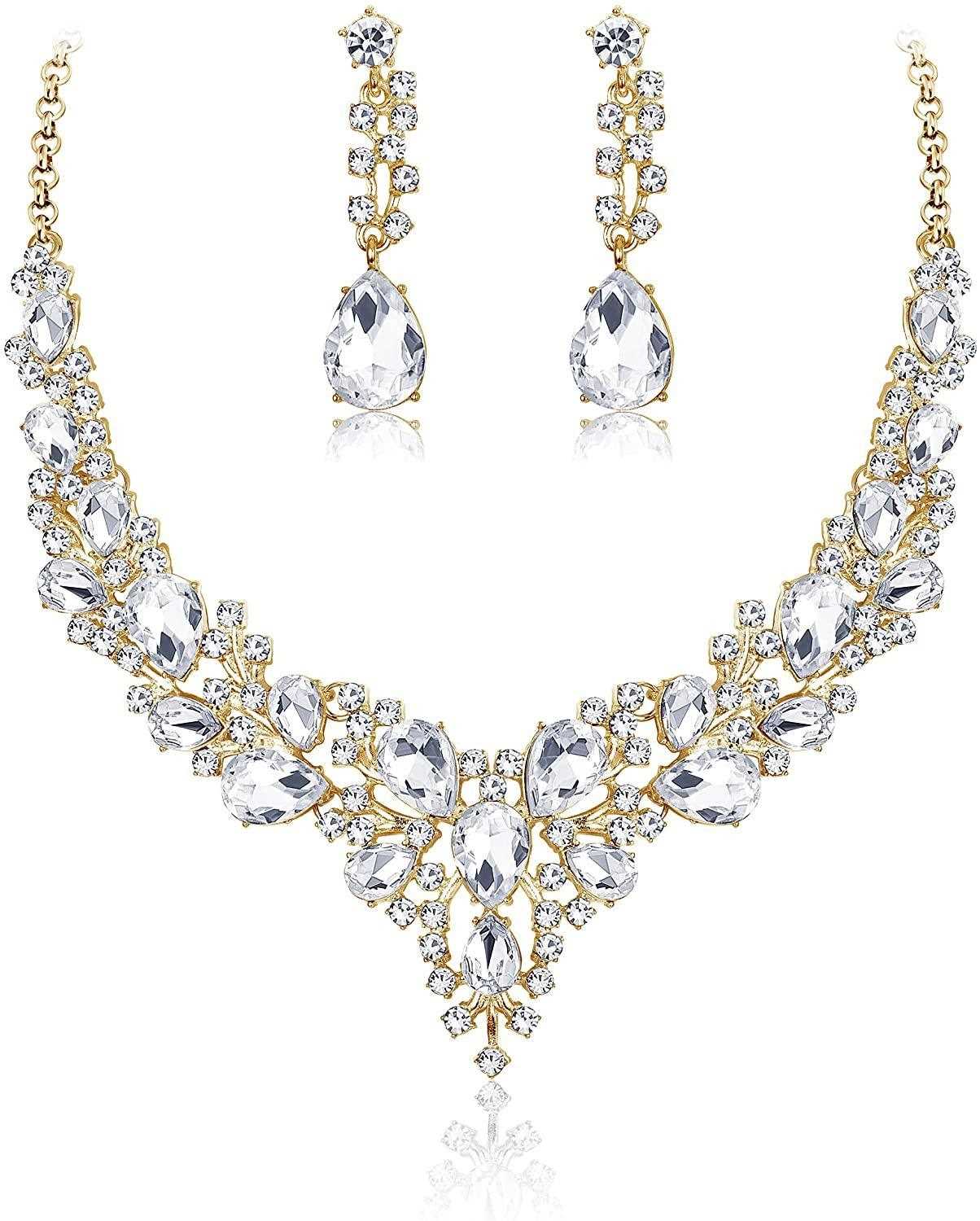 GoldCubic Zirconia Necklace Earrings Sets