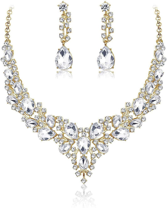 GoldCubic Zirconia Necklace Earrings Sets