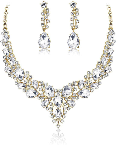 GoldCubic Zirconia Necklace Earrings Sets