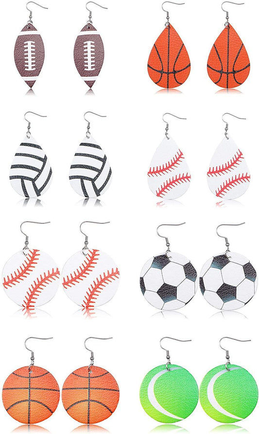 8pcs Ball Leather Earrings