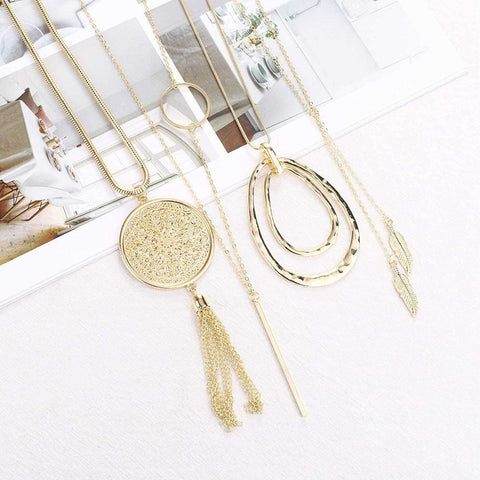 8 Pcs Long Pendant Necklaces