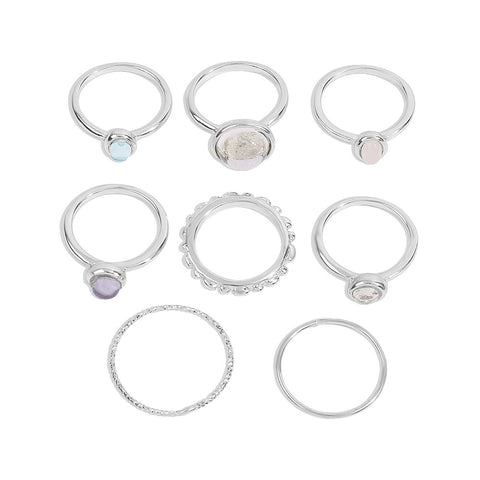 8 pcs Colorful Stone Finger Rings