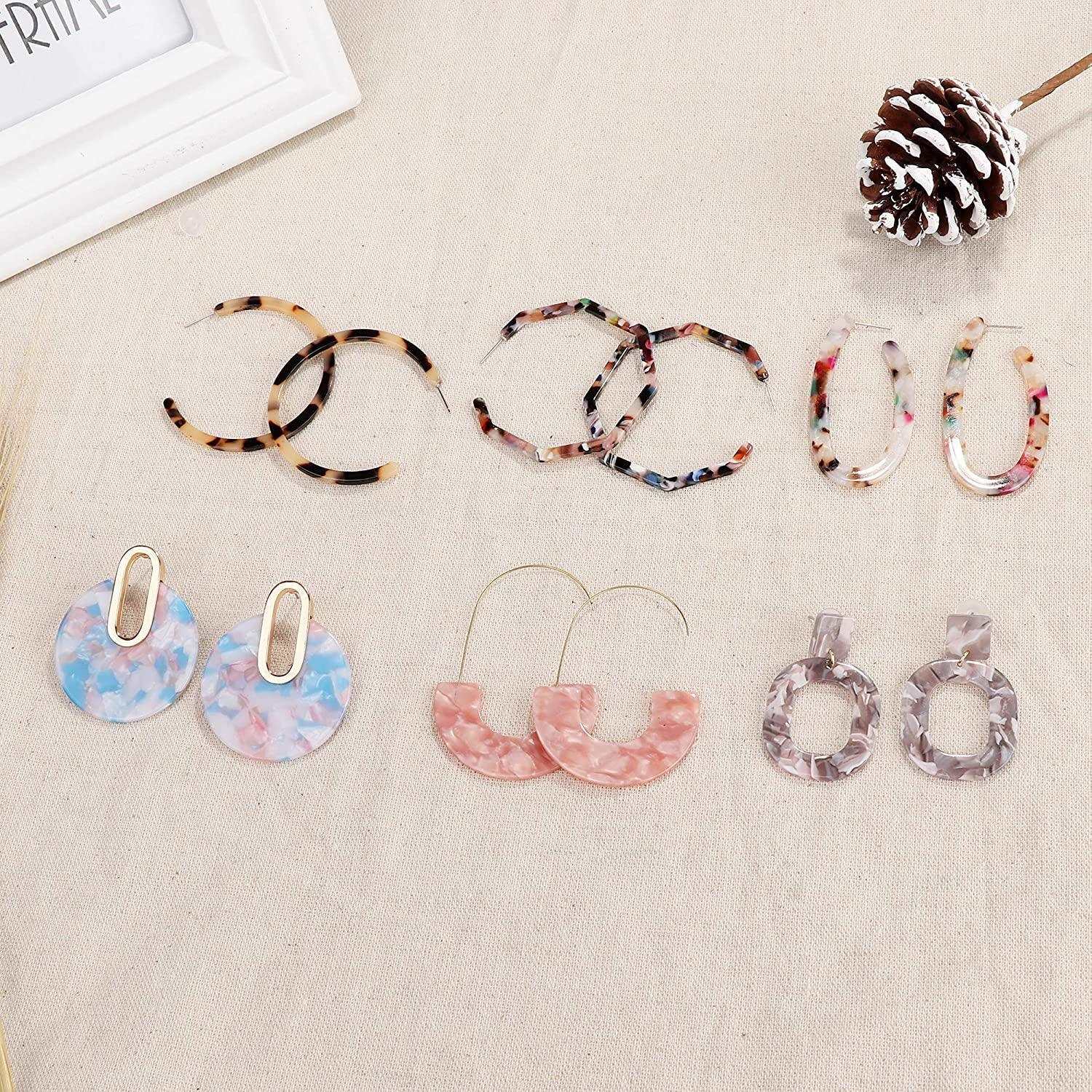 6Pcs Mottled Hoop  Earrings