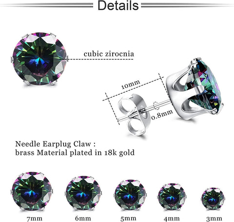 5Pcs CZ Stud Earrings Sets