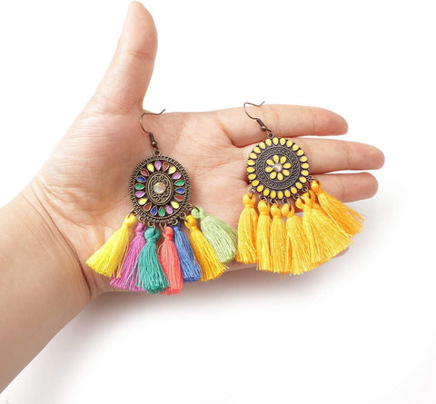 8Pcs Tassel Hoop Earrings