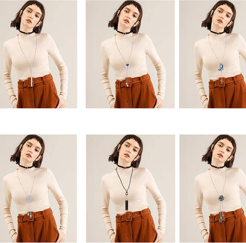 6Pcs  Long Sweater Necklace