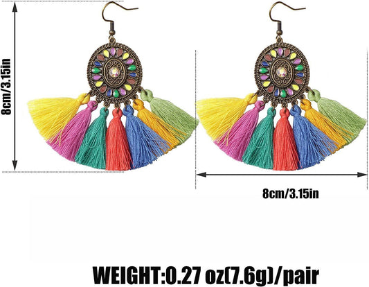 8Pcs Tassel Hoop Earrings