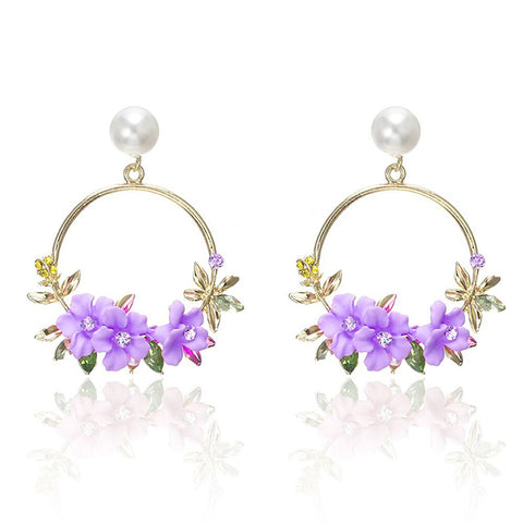 Round Circle Flower Earrings