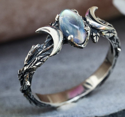 Crescent Moonstone  Ring