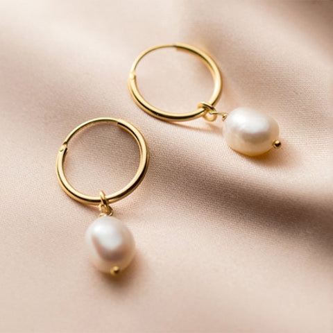 Freshwater Pearl Bella Hoop Earrings