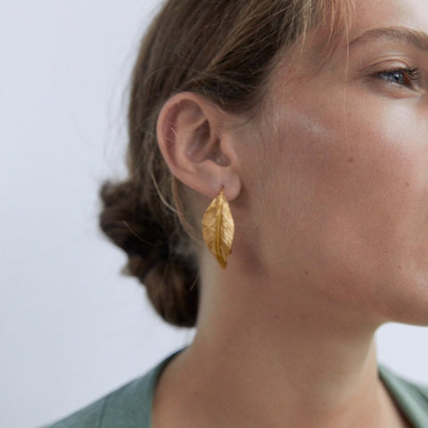 Golden Leaf Statement Earrings