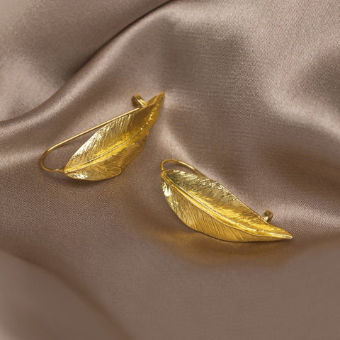 Golden Leaf Statement Earrings