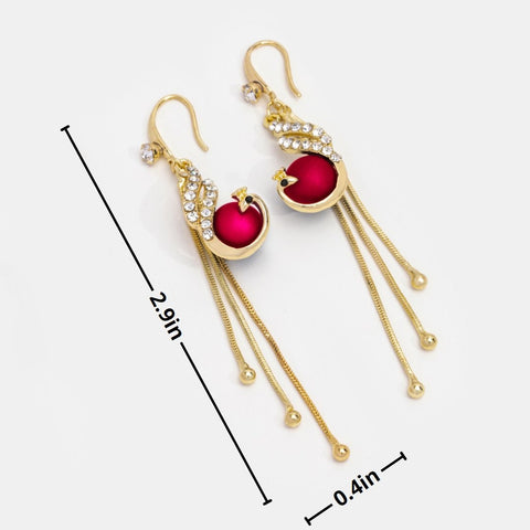 Golden Peacock Drop Earrings